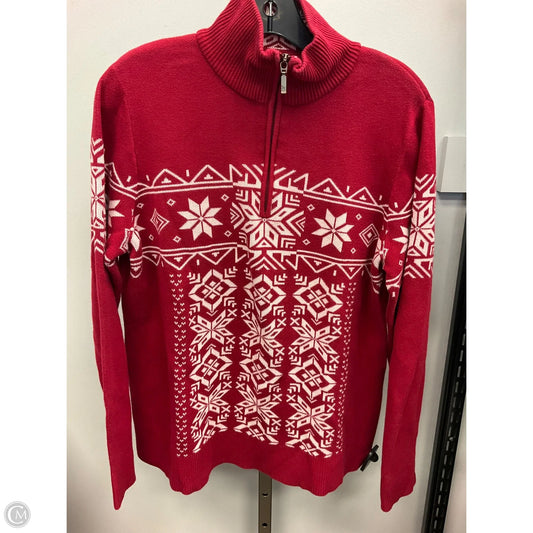 Sweater By Eddie Bauer In Red & White, Size: Xl