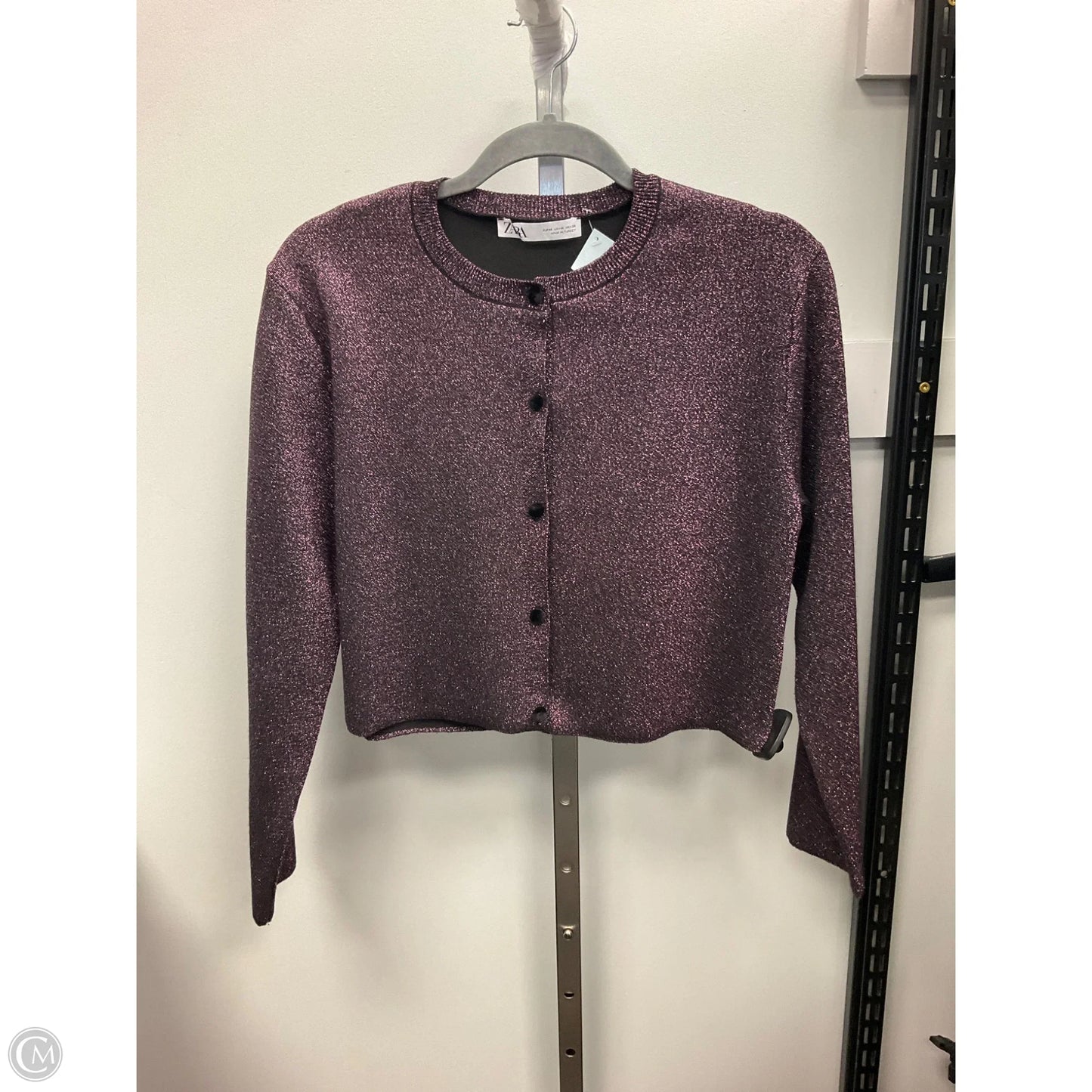 Sweater Cardigan By Zara In Purple, Size: M