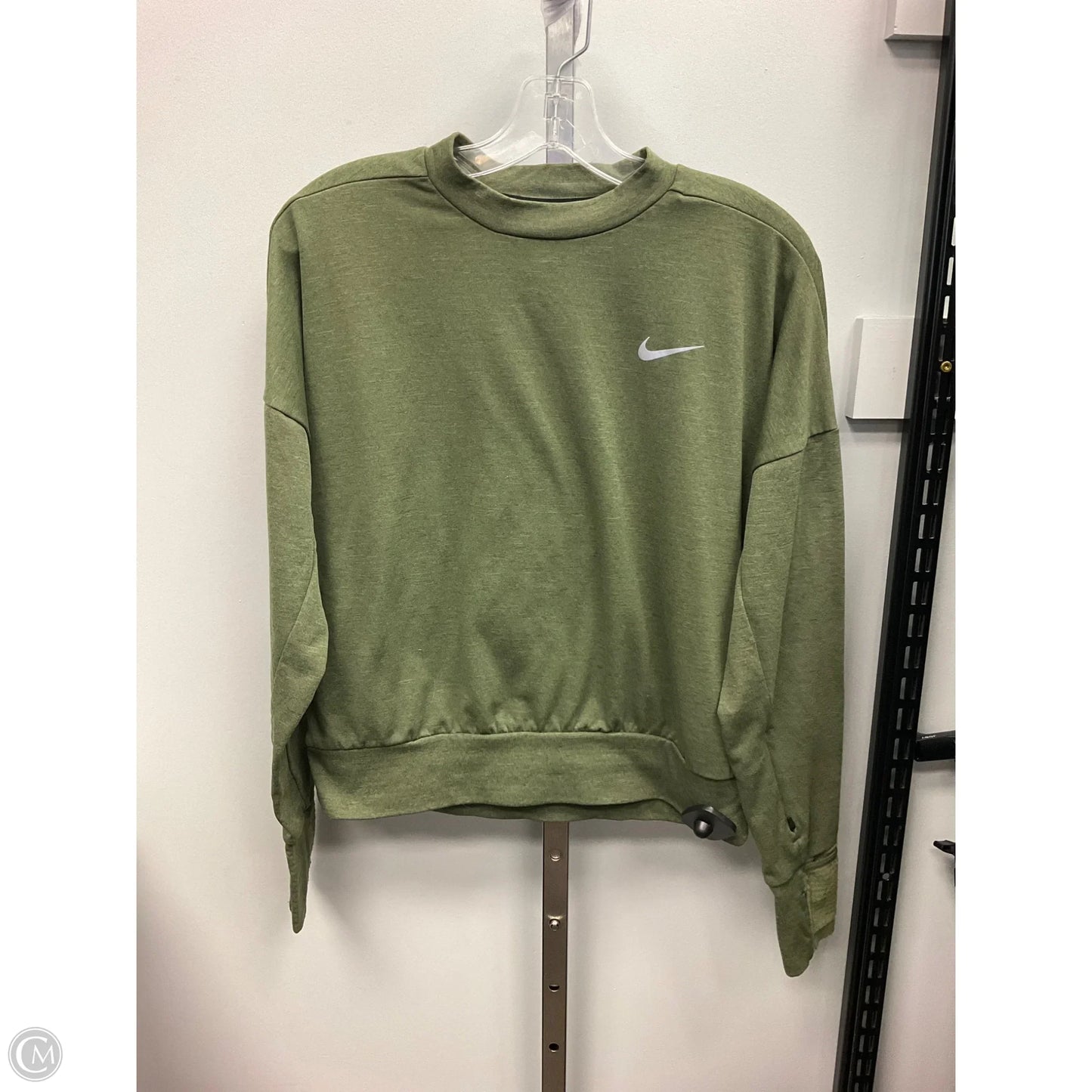 Athletic Top Long Sleeve Collar By Nike Apparel In Green, Size: S