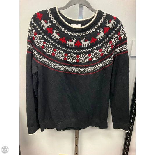 Sweater By Charter Club In Black & Red, Size: Xl