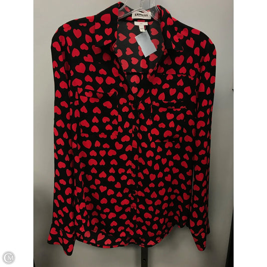 Top Long Sleeve By Express In Black & Red, Size: S