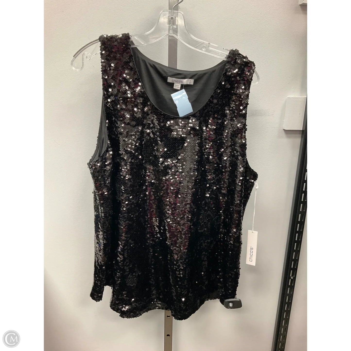 Top Sleeveless By Chicos In Black, Size: Xl