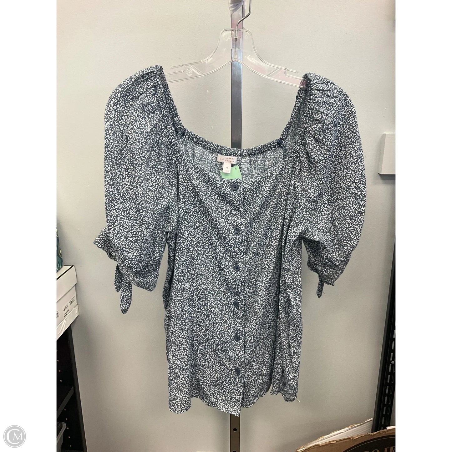 Top Short Sleeve By Lc Lauren Conrad In Blue & White, Size: M