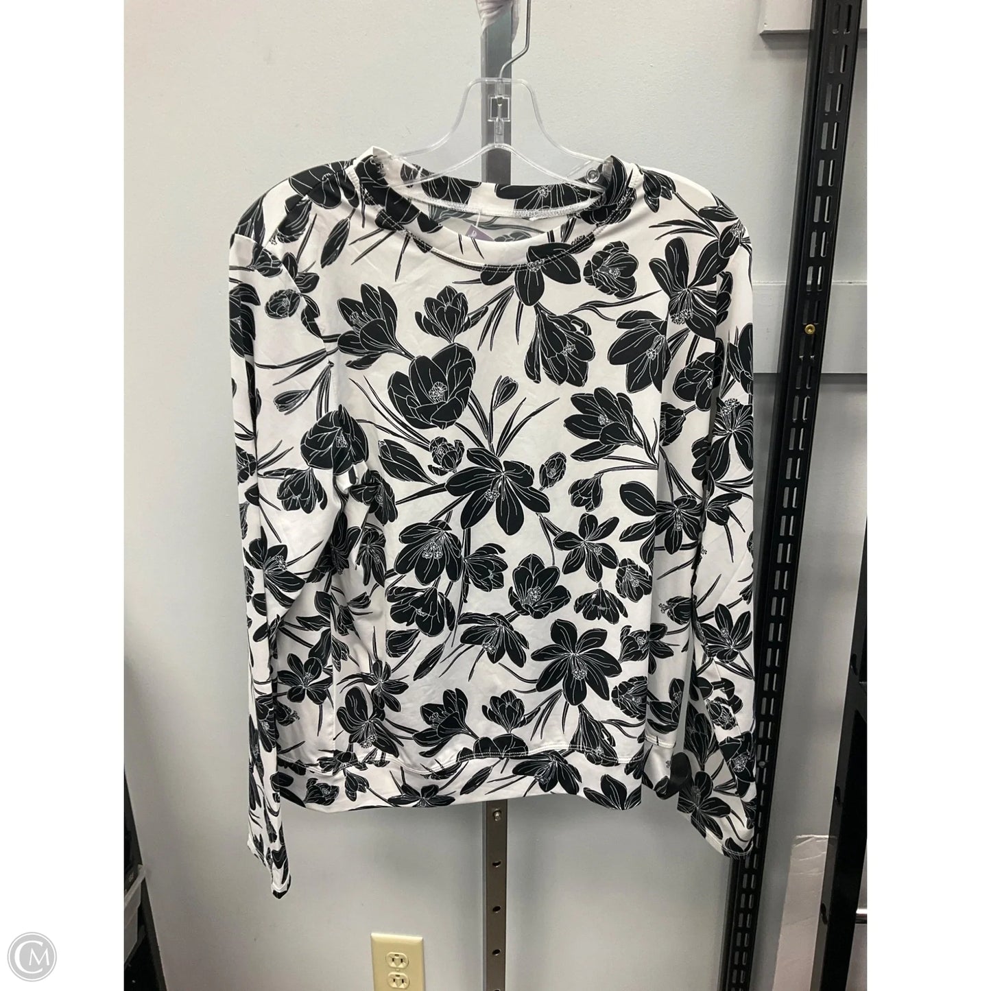 Athletic Top Long Sleeve Crewneck By Tail In Black & White, Size: L