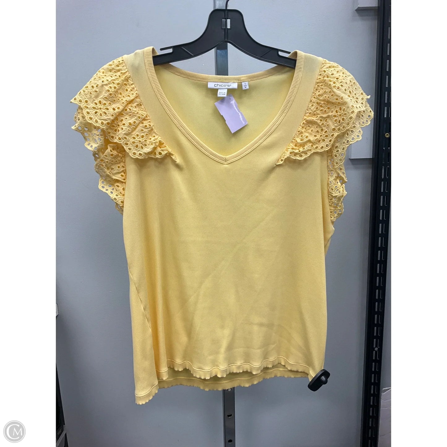 Top Short Sleeve By Chicos In Yellow, Size: M