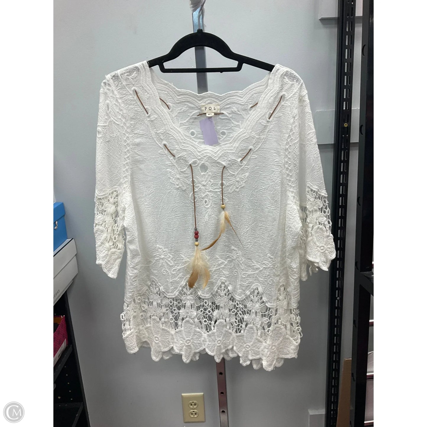 Top Short Sleeve By Pol In White, Size: M