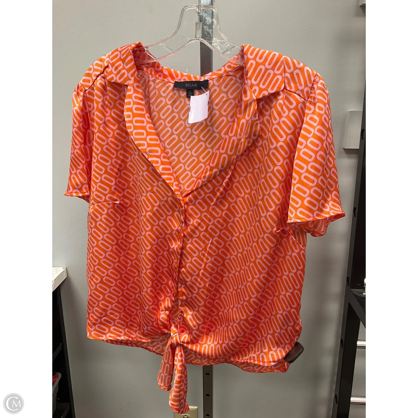 Top Short Sleeve By Cmc In Orange & Pink, Size: L