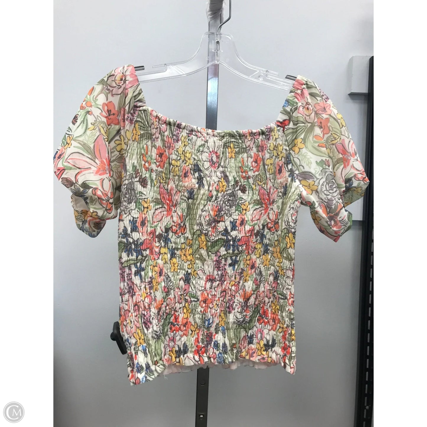 Top Short Sleeve By Anthropologie In Floral Print, Size: Xs