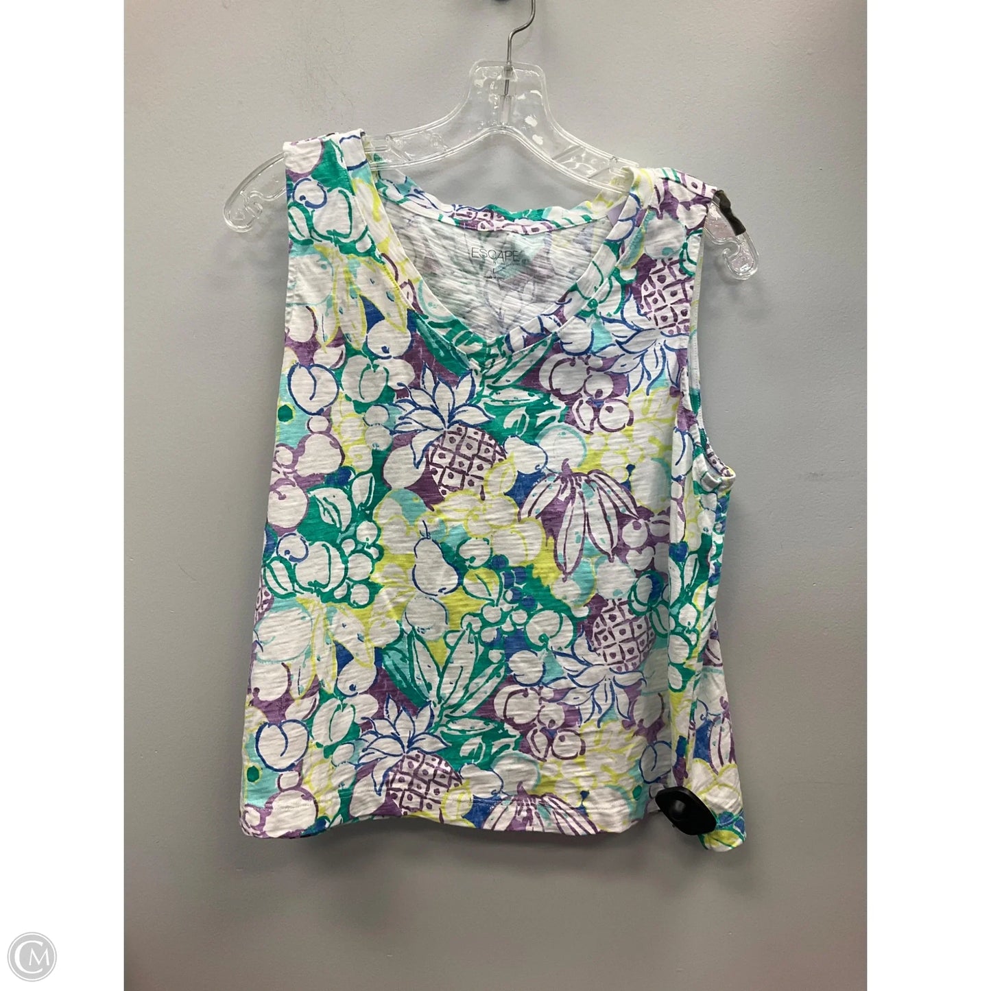 Top Sleeveless By Cmc In Tropical Print, Size: L