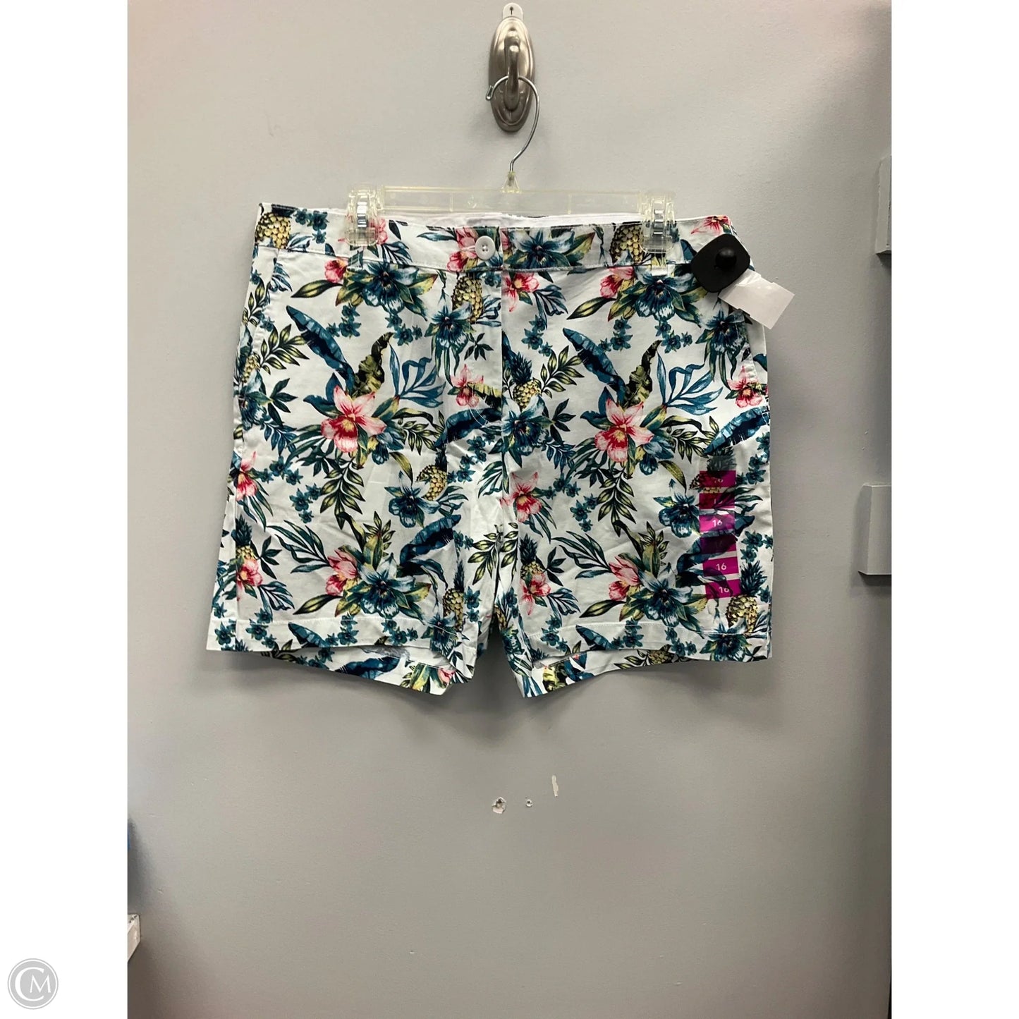 Shorts By Caribbean Joe In Floral Print, Size: 16