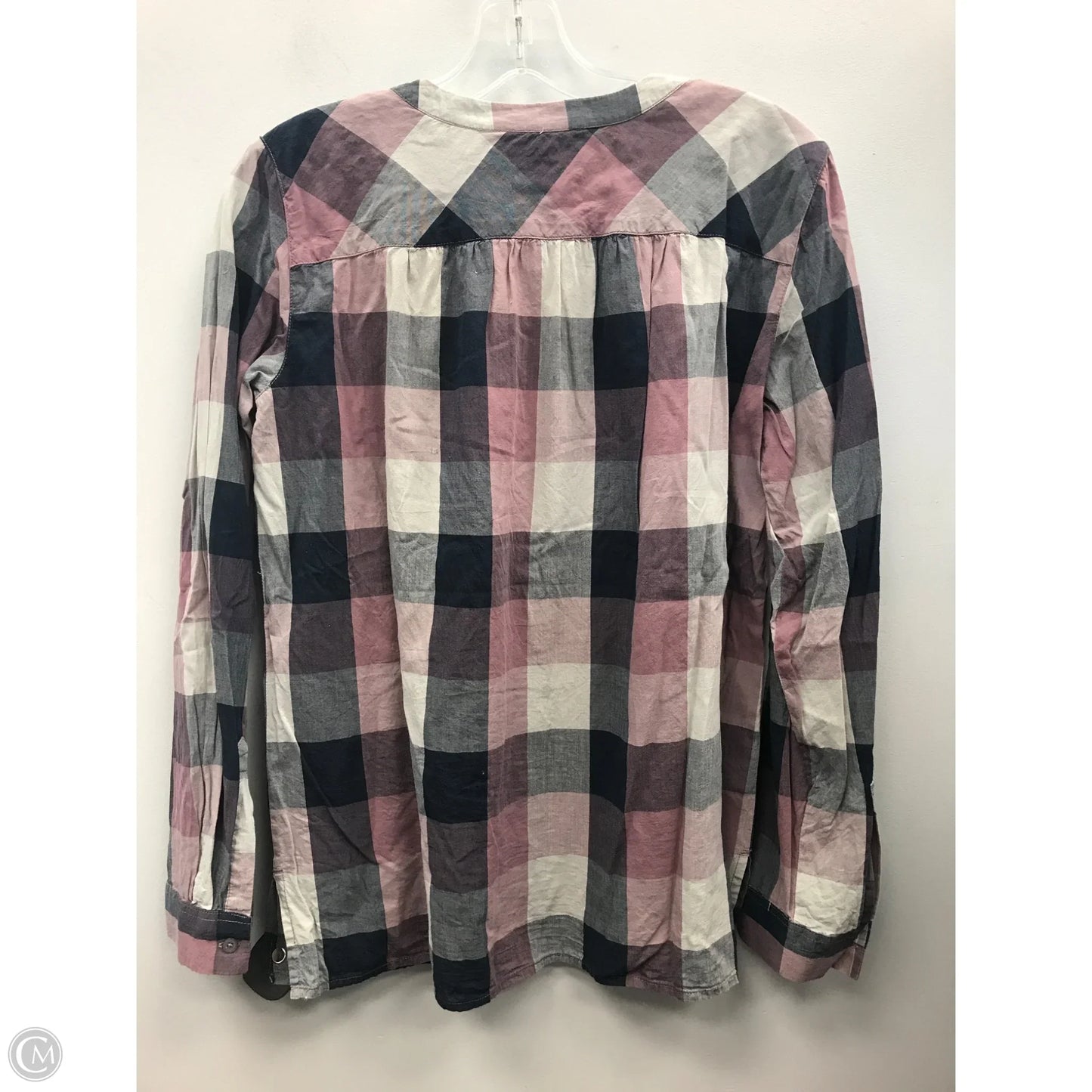 Top Long Sleeve By Loft In Plaid Pattern, Size: S