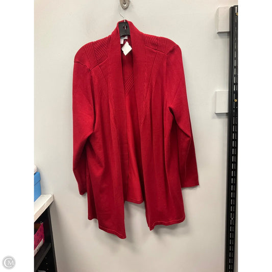 Sweater Cardigan By Croft And Barrow In Red, Size: 1x