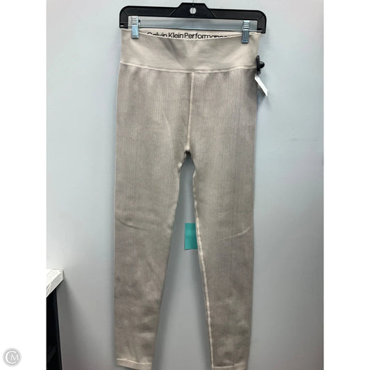 Athletic Leggings By Calvin Klein In Tan, Size: L