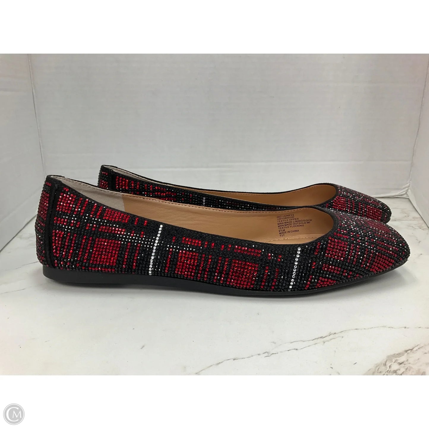 Shoes Flats By Inc In Black & Red, Size: 9.5