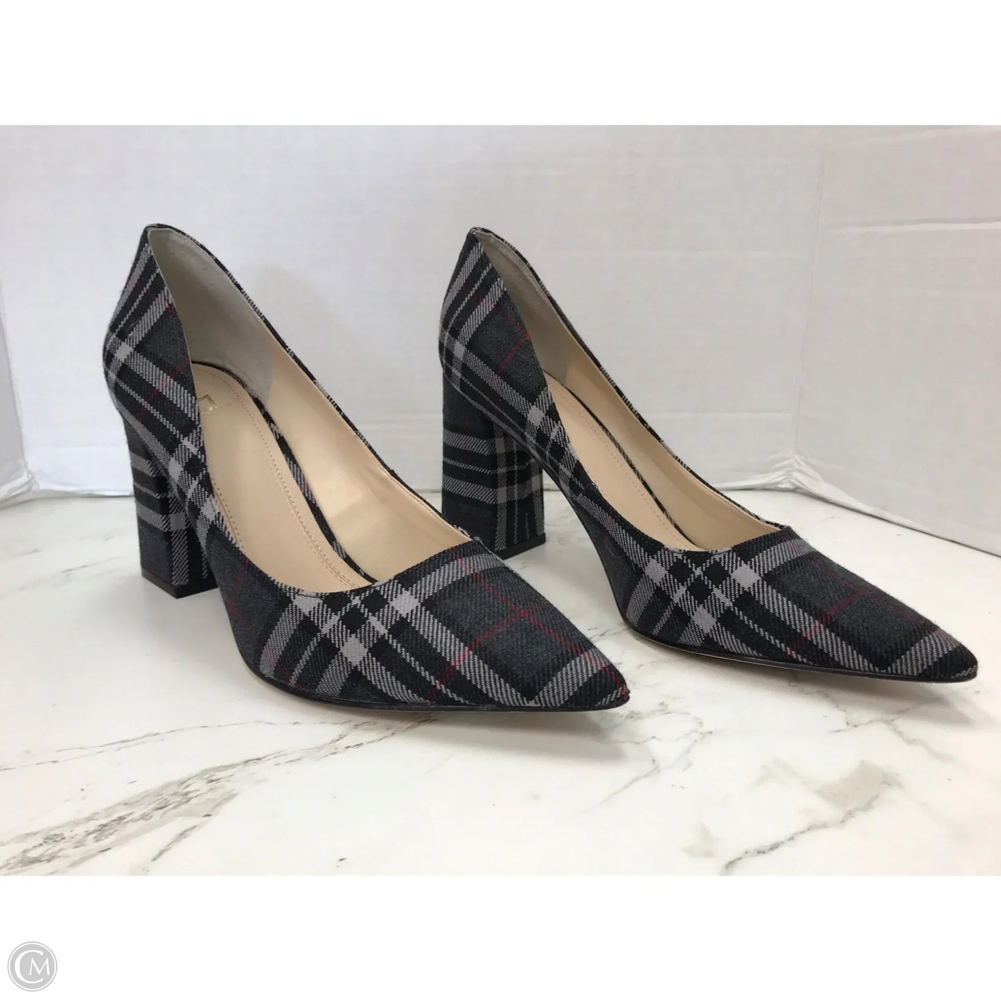 Shoes Heels Block By Marc Fisher In Plaid Pattern, Size: 9.5