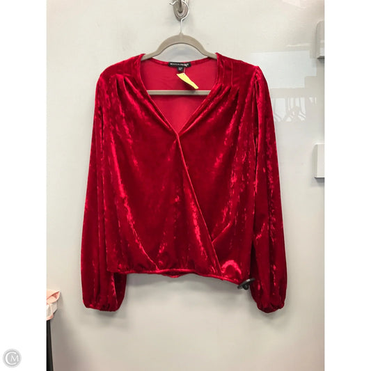 Top Long Sleeve By Boston Proper In Red, Size: M