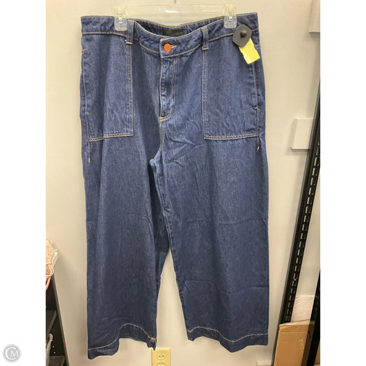 Jeans Wide Leg By Zara In Blue Denim, Size: 14