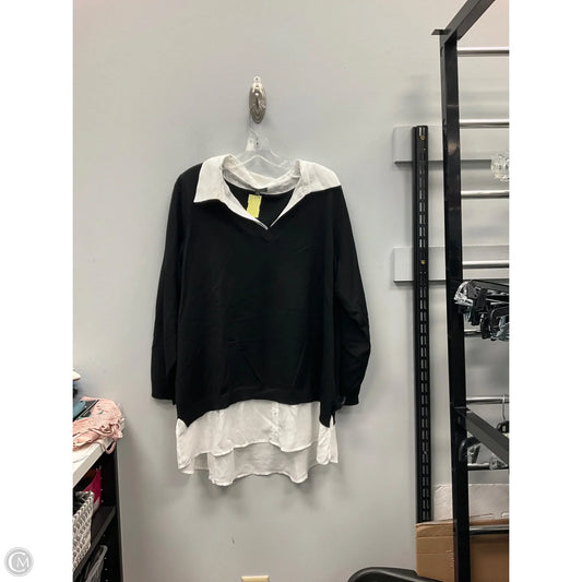 Top Long Sleeve By Adrianna Papell In Black & White, Size: 2x