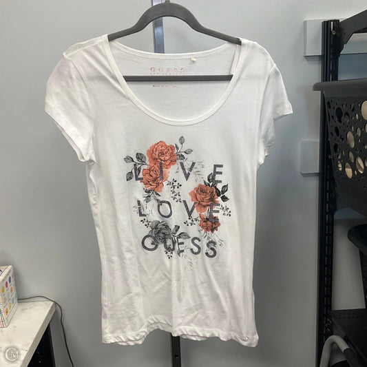 Top Short Sleeve By Guess In White, Size: L
