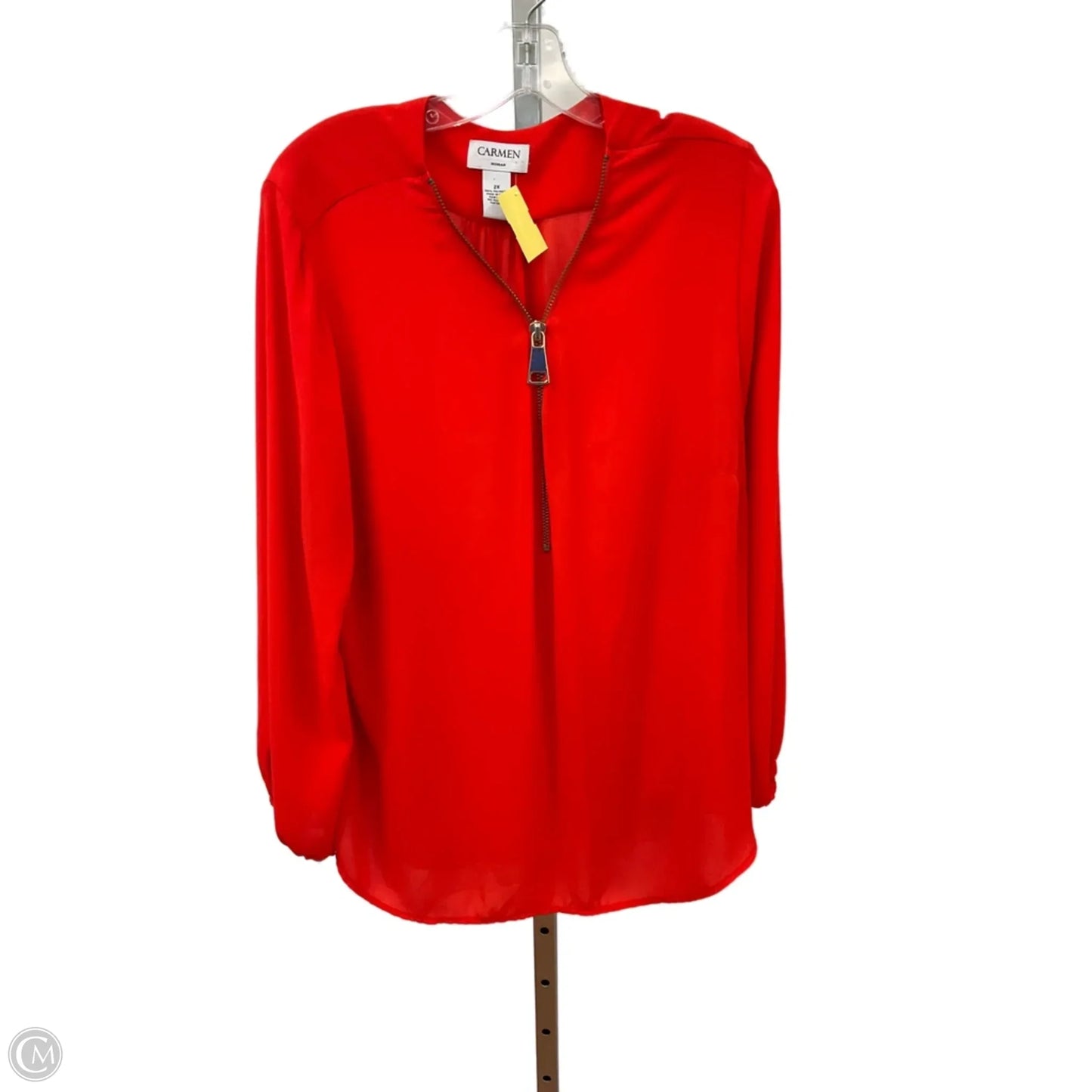 Top Long Sleeve By Carmen By Carmen Marc Valvo In Orange, Size: 2x