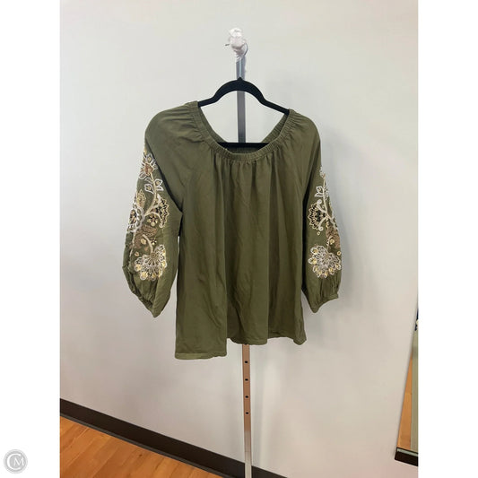 Top 3/4 Sleeve By Talbots In Green, Size: 2x