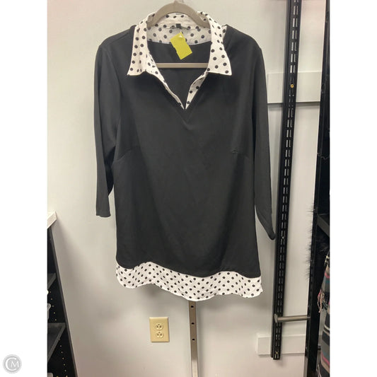 Top 3/4 Sleeve By Adrianna Papell In Black & White, Size: 2x