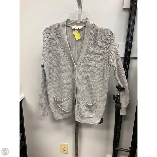 Sweater Cardigan By Loft In Grey, Size: S
