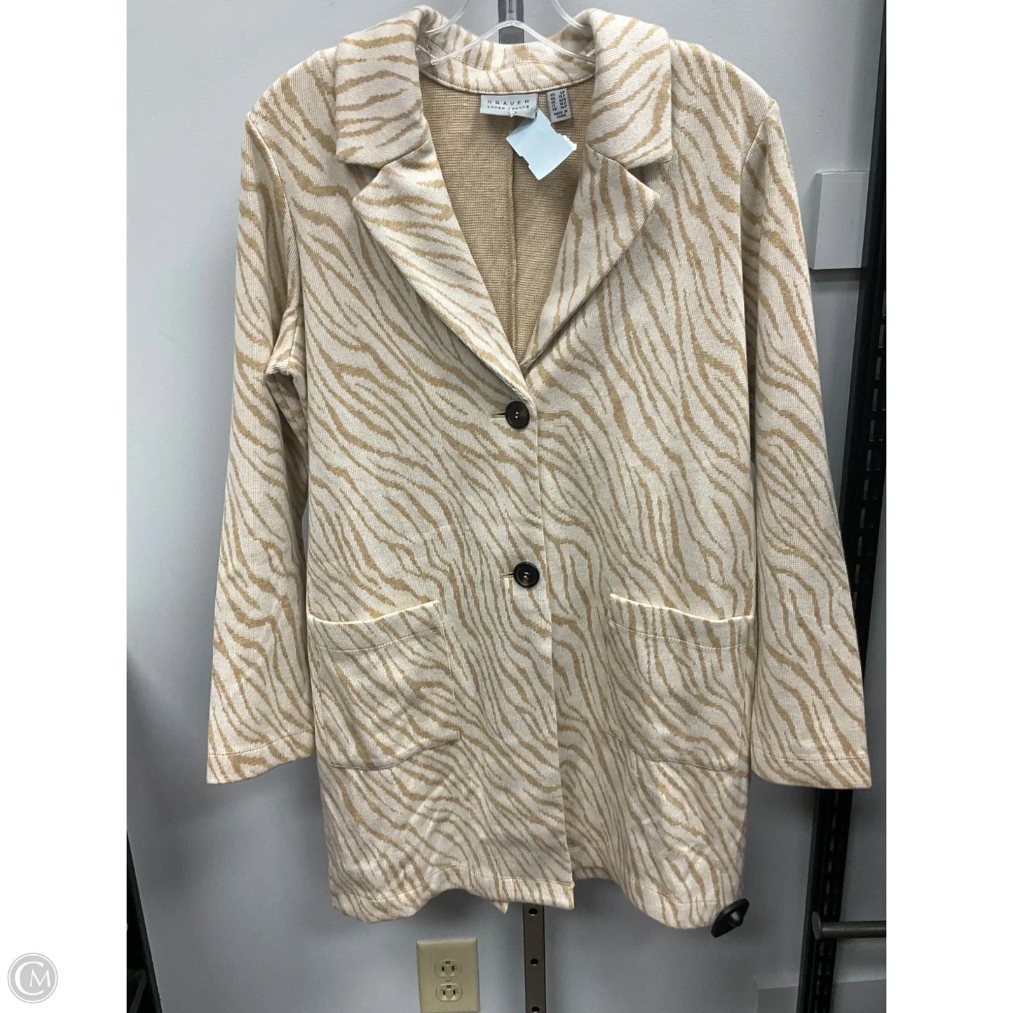 Sweater Cardigan By Susan Graver In Animal Print, Size: Lp