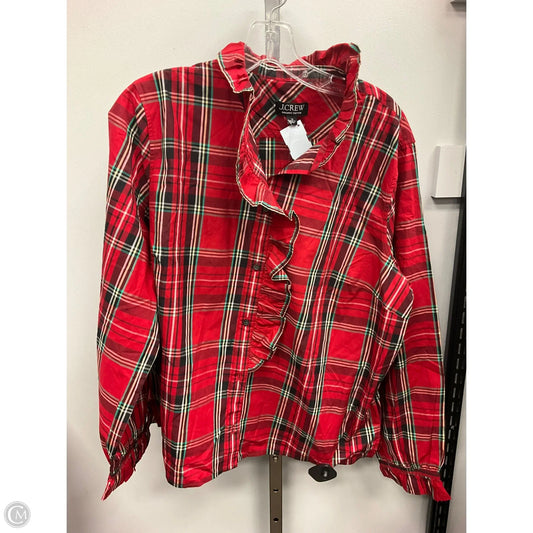 Blouse Long Sleeve By J. Crew In Plaid Pattern, Size: 18