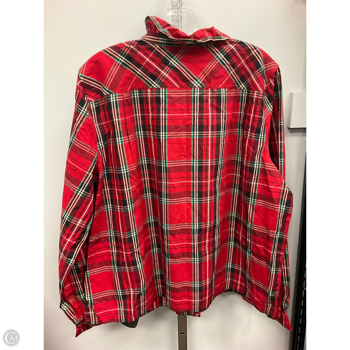 Blouse Long Sleeve By J. Crew In Plaid Pattern, Size: 18