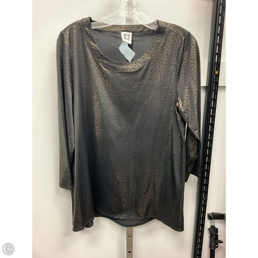 Top 3/4 Sleeve By Anne Klein In Black & Gold, Size: M