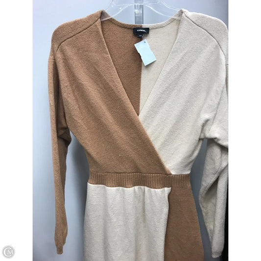 Dress Sweater By Express In Brown & Cream, Size: S