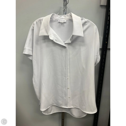 Top Short Sleeve By Calvin Klein In White, Size: L