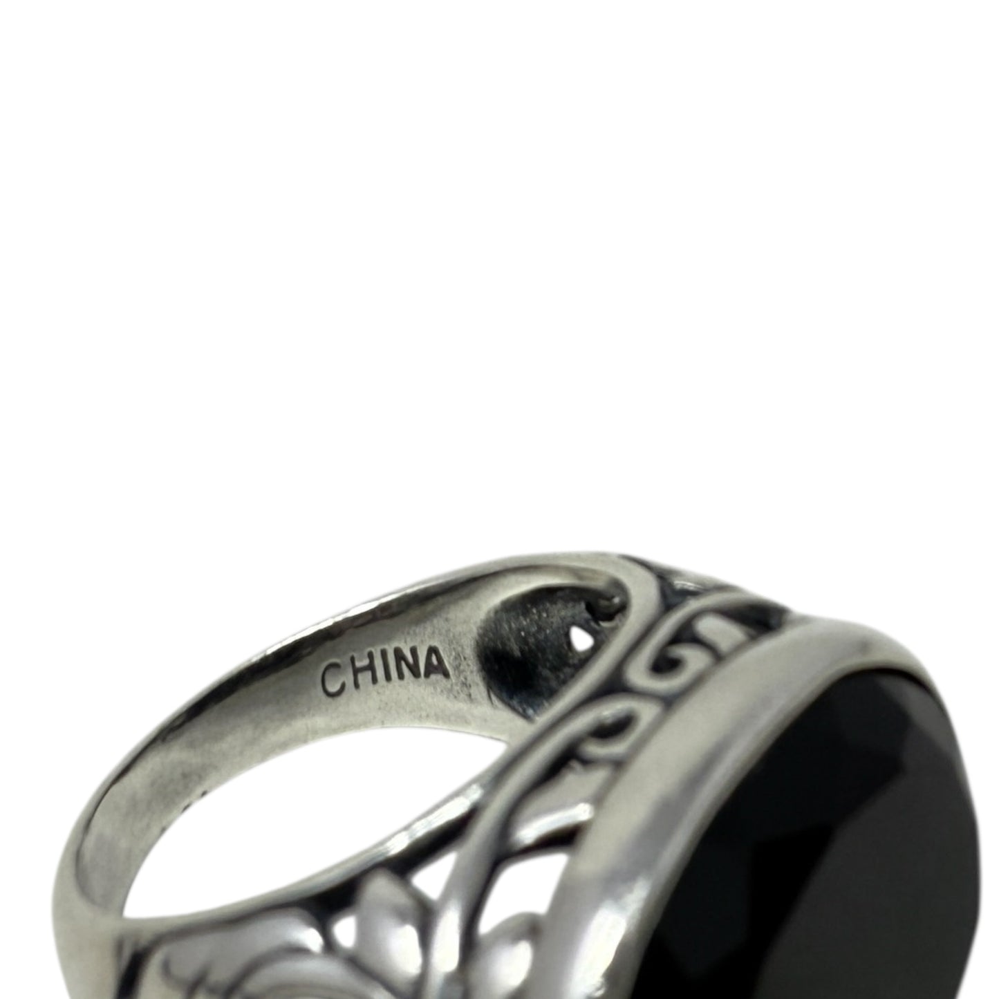 Sterling Silver, Onyx Chalcedony, Smoky Swirl Filigree Ring By Silpada, Size: 8