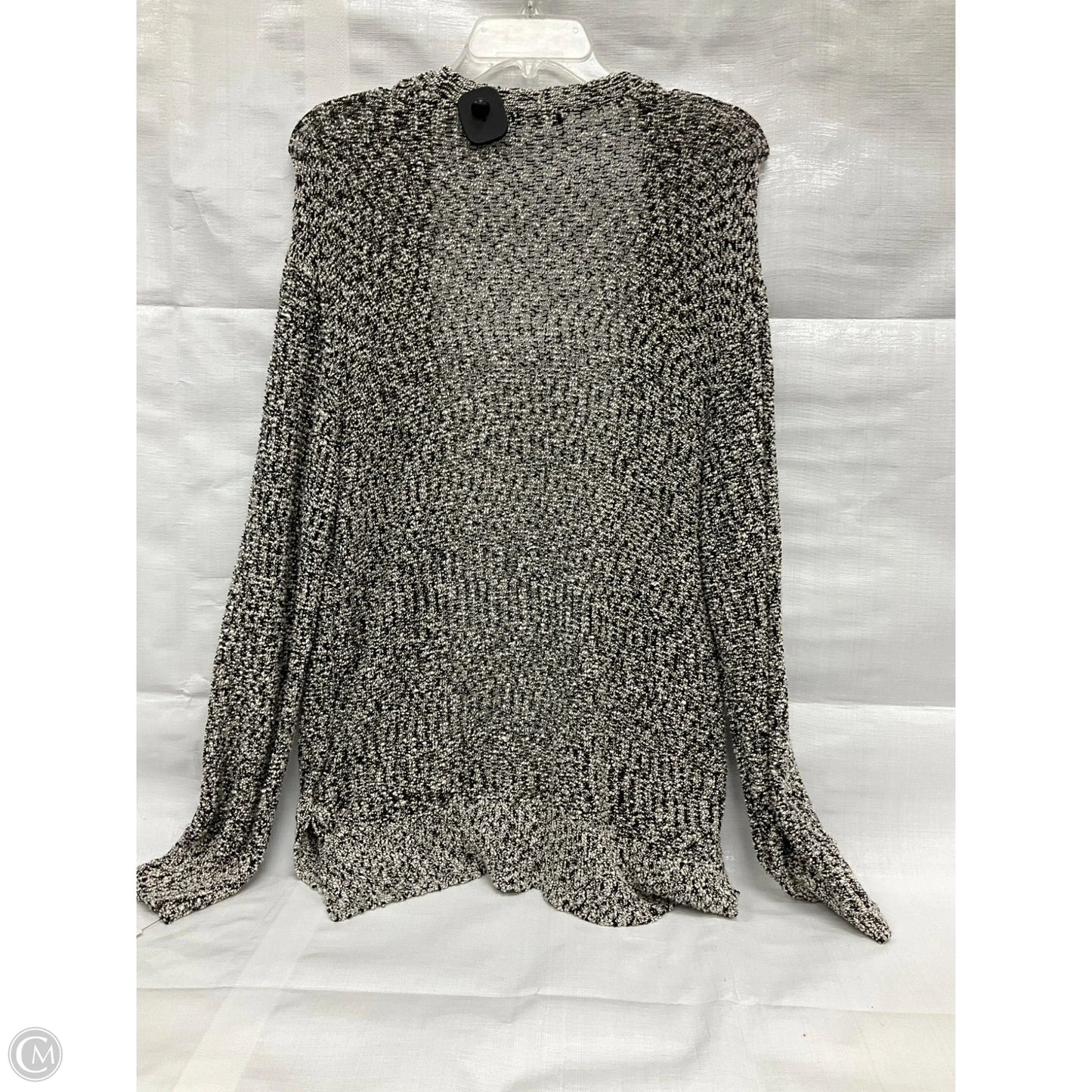 Sweater Cardigan By Dkny City In Black & White, Size: Xl