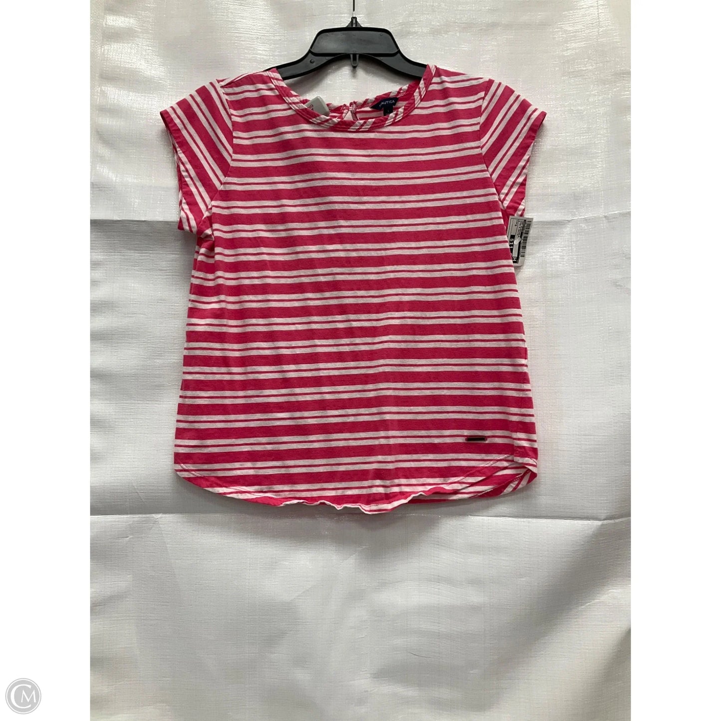 Top Sleeveless By Nautica In Pink & White, Size: S