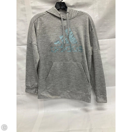 Athletic Sweatshirt Hoodie By Adidas In Grey, Size: M