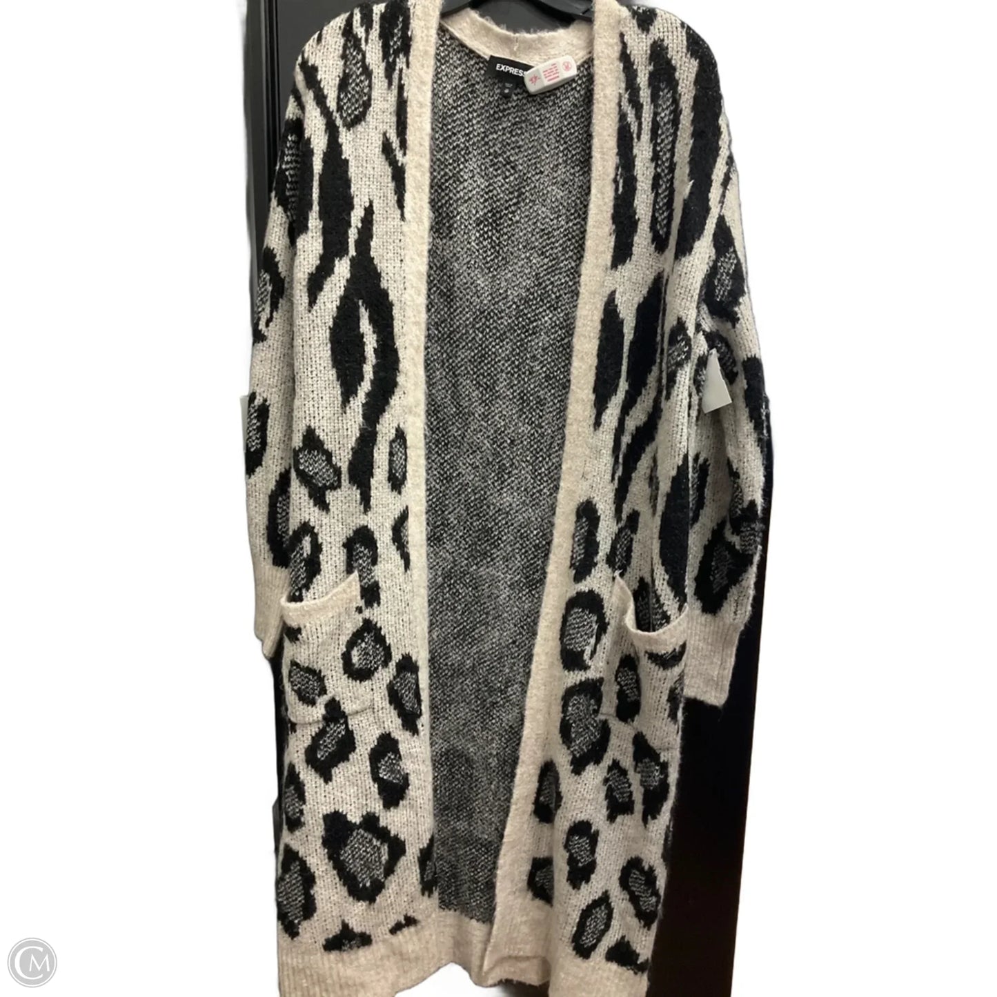 Cardigan By Express In Leopard Print, Size: Xs
