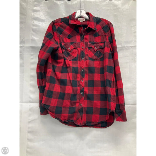 Blouse Long Sleeve By True Religion In Plaid Pattern, Size: M