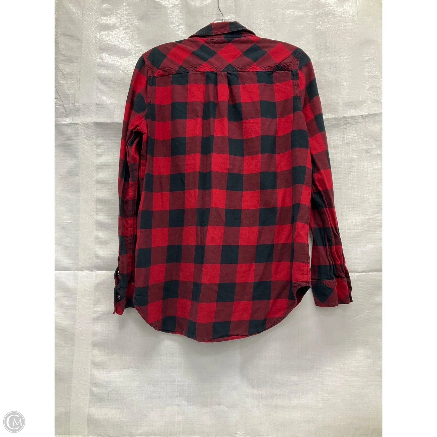 Blouse Long Sleeve By True Religion In Plaid Pattern, Size: M