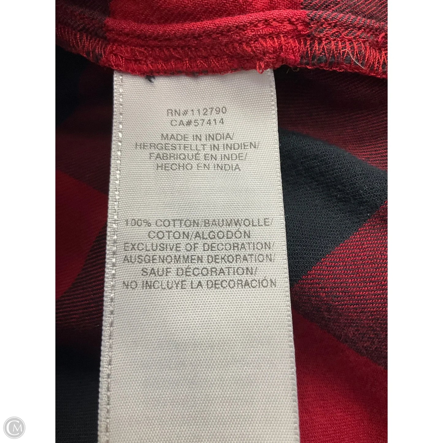 Blouse Long Sleeve By True Religion In Plaid Pattern, Size: M
