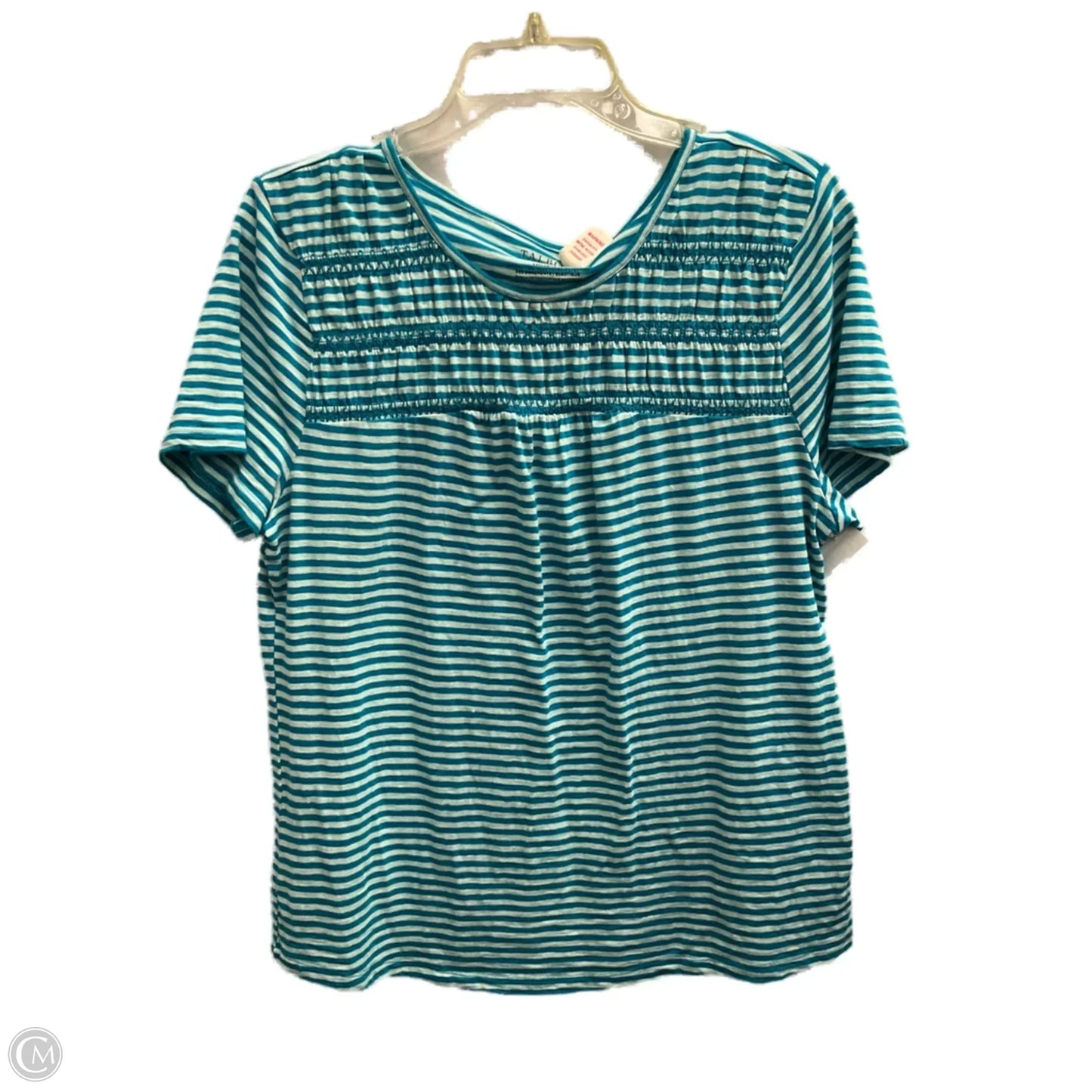 Top Short Sleeve By Talbots In Striped Pattern, Size: L
