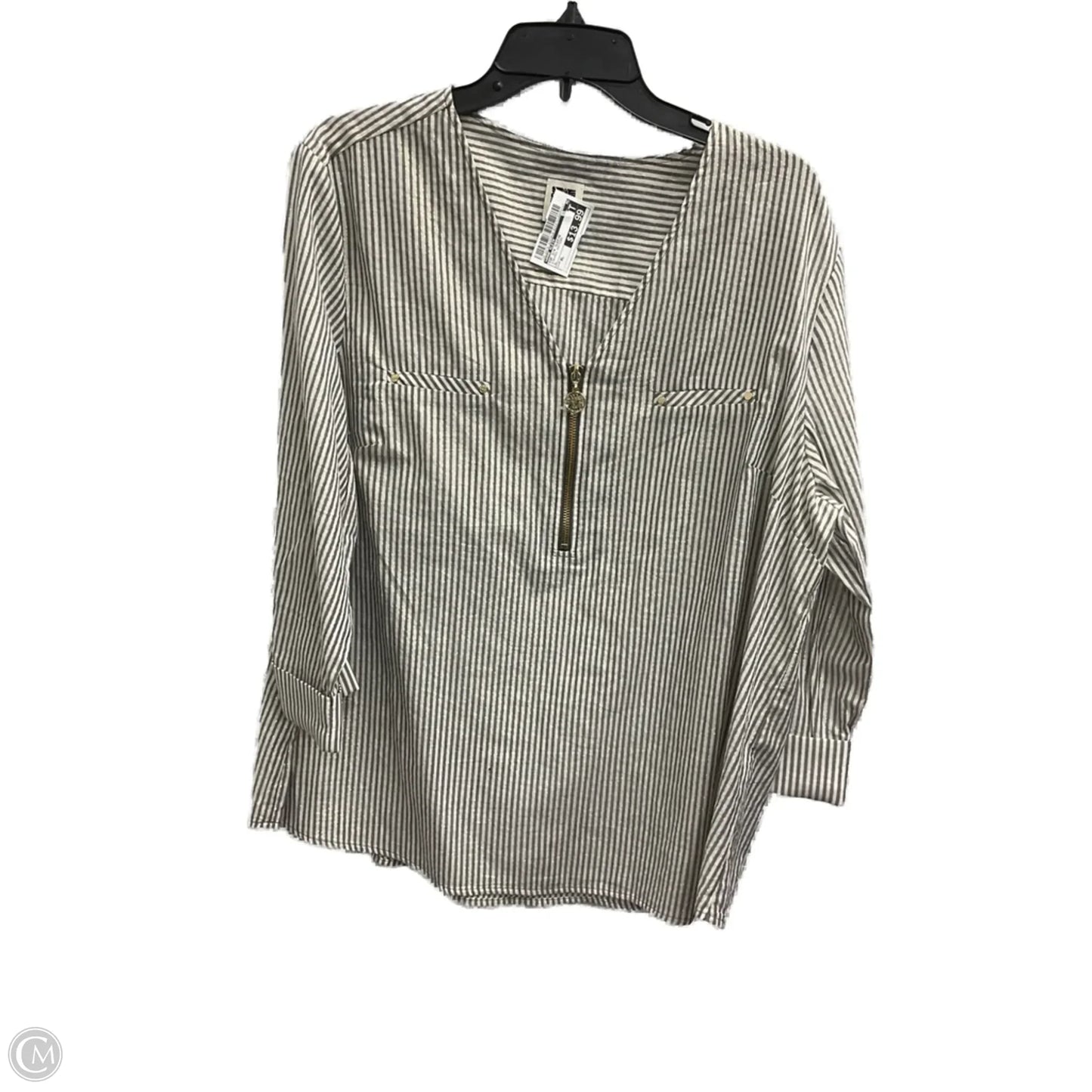 Top 3/4 Sleeve By Anne Klein In Striped Pattern, Size: Xl