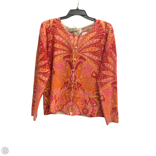 Sweater Cardigan Cashmere By Talbots In Paisley Print, Size: L