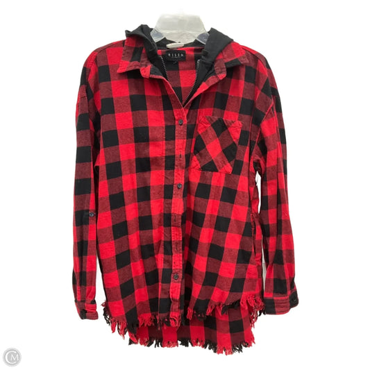 Jacket Shirt By Risen In Plaid Pattern, Size: L