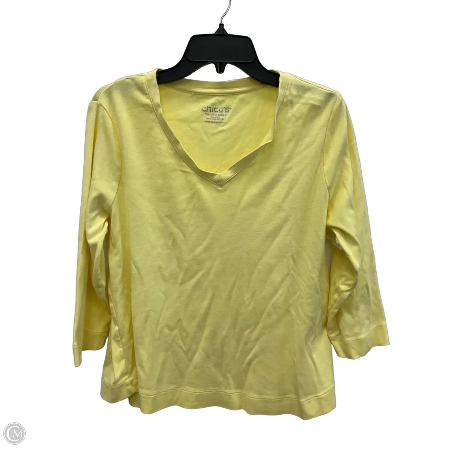 Top 3/4 Sleeve Basic By Chicos In Yellow, Size: L