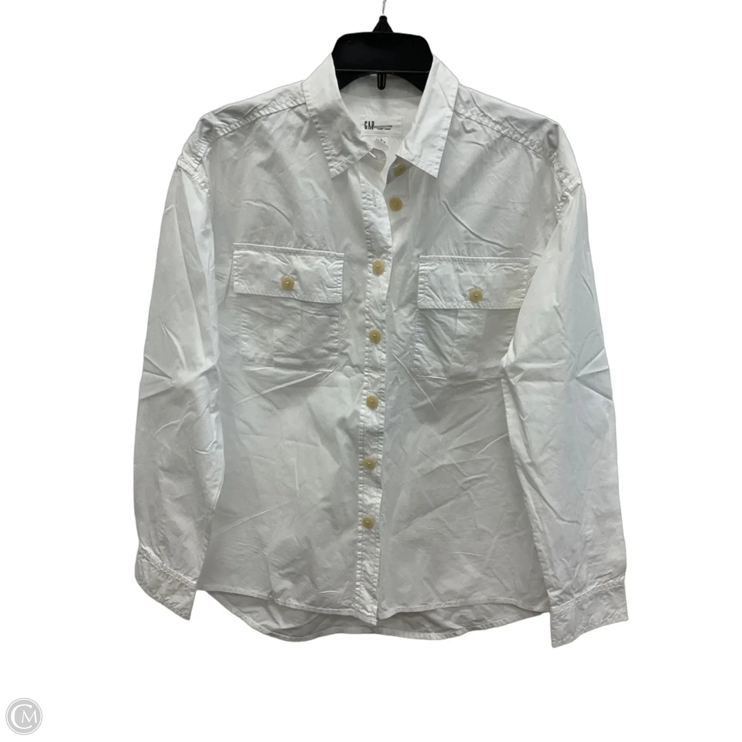Blouse Long Sleeve By Gap In White, Size: S