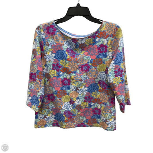 Top 3/4 Sleeve By Talbots In Floral Print, Size: Lp