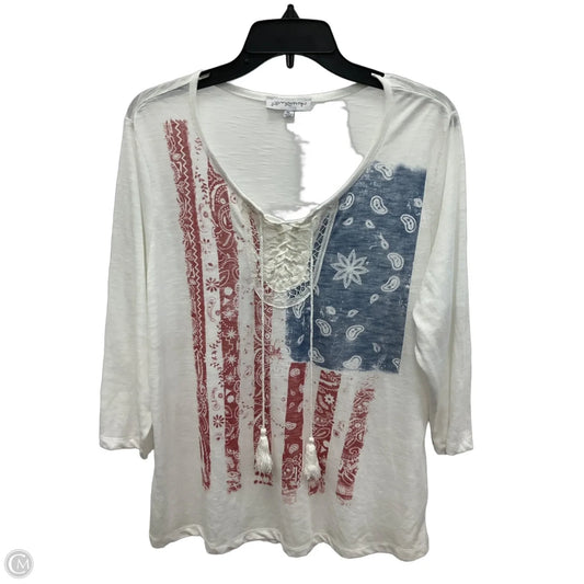 Top 3/4 Sleeve By Keren Hart In Cream, Size: Xl