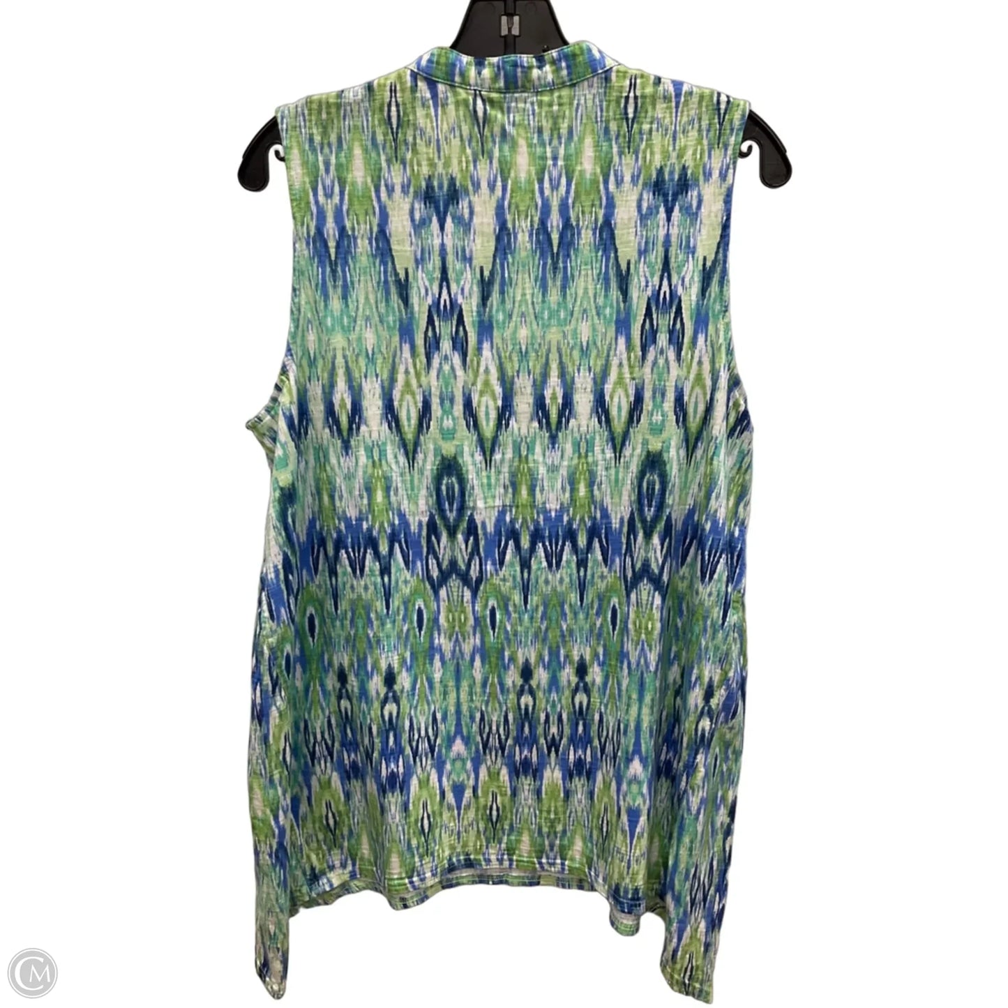 Top Sleeveless By Chicos In Blue & Green, Size: L